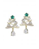 Emerald Star Hollow Out Tree Earrings