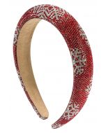 Snowflake Rhinestone Sponge Headband in Red