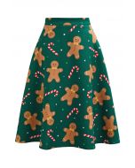 Sweet Treats Gingerbread Flare Midi Skirt