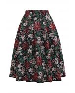 Daisy Garden Side Pocket A-Line Midi Skirt