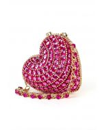 Rhinestone Mini Heart Shoulder Bag in Pink