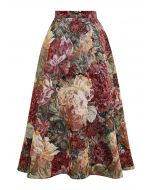 Painting Bloom Jacquard A-Line Midi Skirt