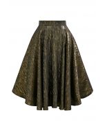 Twilight Gleam Bias Cut Asymmetric Flare Midi Skirt