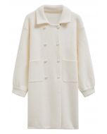 Pearl Double-Breasted Knit Coat in Cream