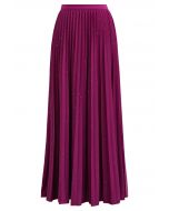 Twinkling Night Pleated Maxi Skirt in Magenta