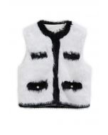 Contrast Color Faux Fur Vest in White