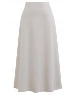 Minimalist Aesthetic A-Line Midi Skirt in Ivory