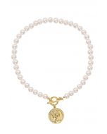 Imitation Pearl Coin Pendant Necklace