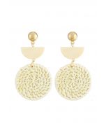 Organic Wooden Straw Weave Earrings