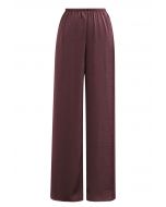 Smooth Satin Pull-On Pants in Burgundy