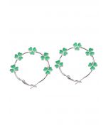 Lucky Clover Oil Spill Hoop Earrings in Silver