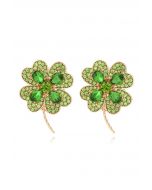 Four-Leaf Clover Earrings in Green