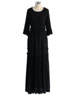 Grace Vines Embroidered Maxi Dress in Black