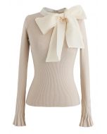 Fancy with Bowknot Knit Top in Cream