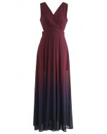 Gradient Revelry Sleeveless Maxi Dress in Wine