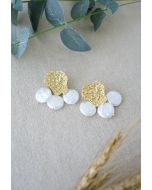 Golden Petal Coin Pearls Drop Earrings